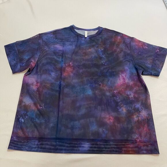 Athleta Purple Galaxy Mesh Top Size Small New - Picture 1 of 7